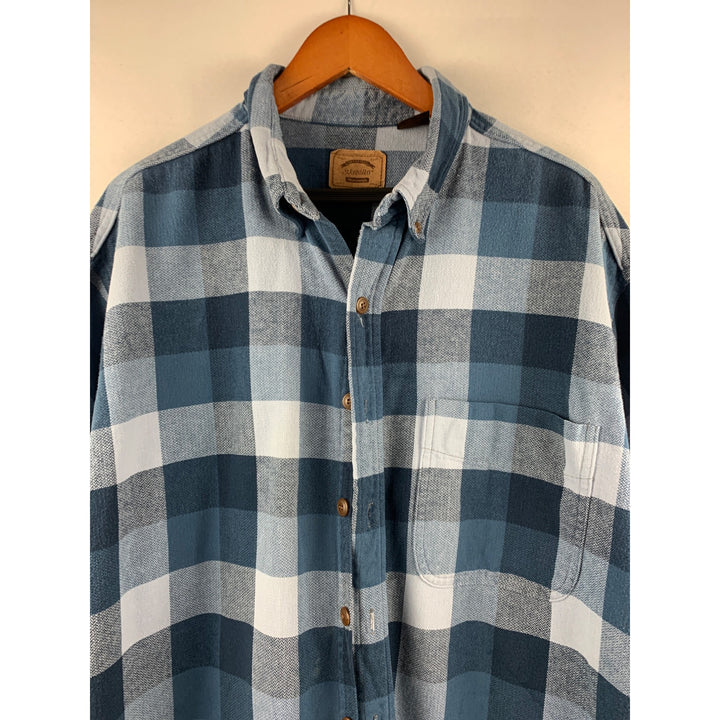 St John’s Bay Heavyweight Blue Plaid Long Sleeve Shirt - size XL