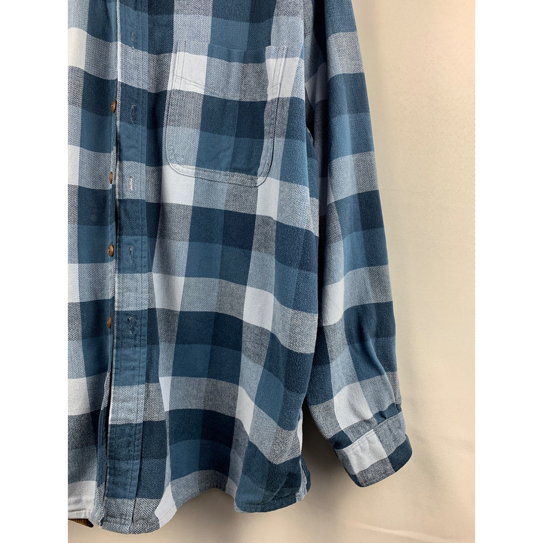 St John’s Bay Heavyweight Blue Plaid Long Sleeve Shirt - size XL