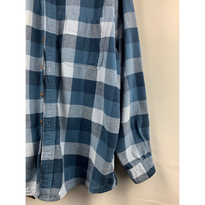 St John’s Bay Heavyweight Blue Plaid Long Sleeve Shirt - size XL