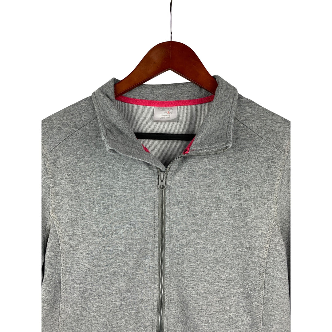 Danskin Now Gray Full-Zip Jacket L/G 12-14 Cotton Blend Womens Activewear