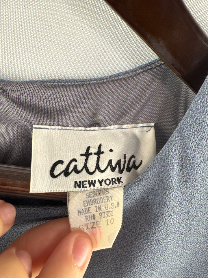 Women’s Cattiva Size 10 Misty Gray Dress w/ Shawl
