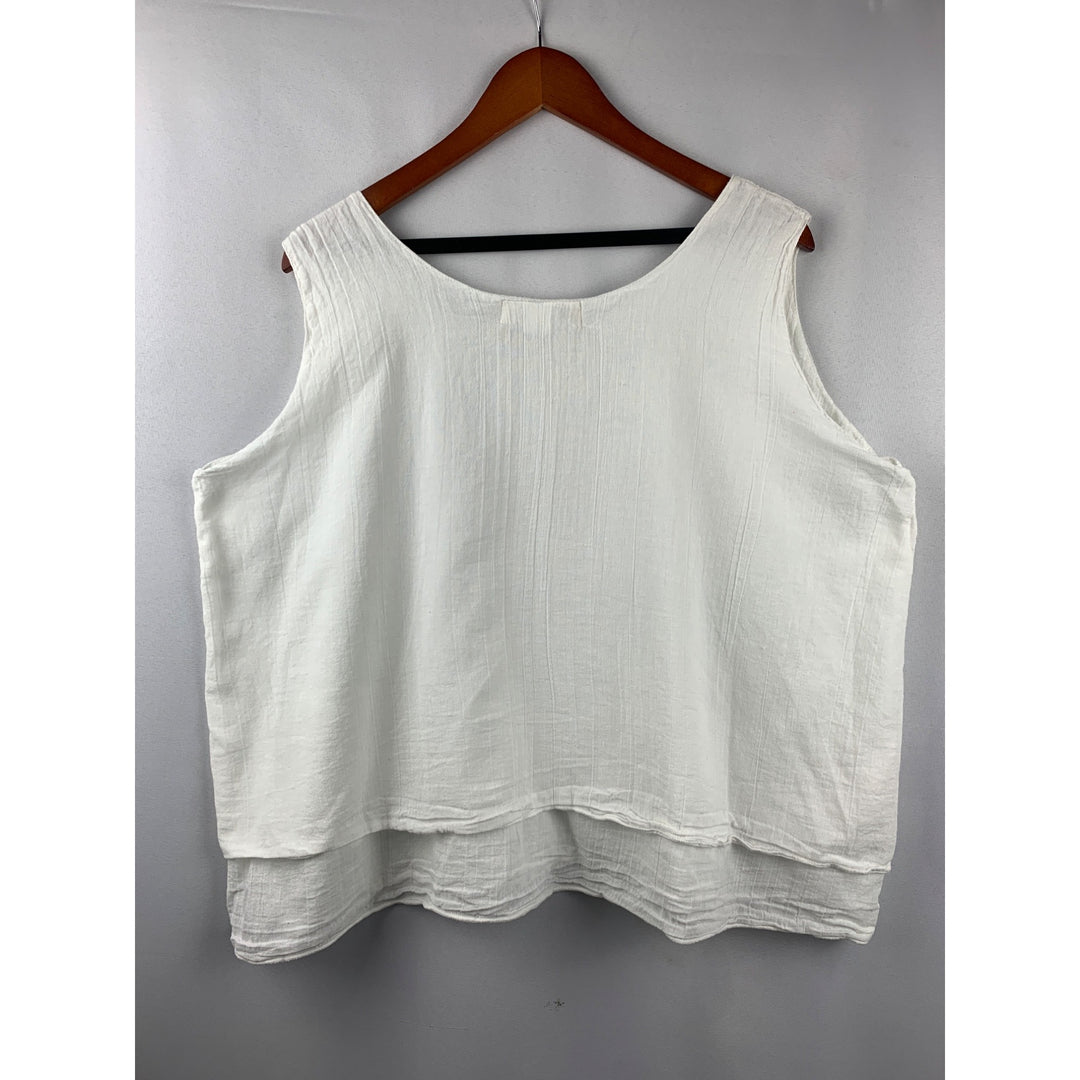 Women’s Mireille White Double Layered Tank Top Size L