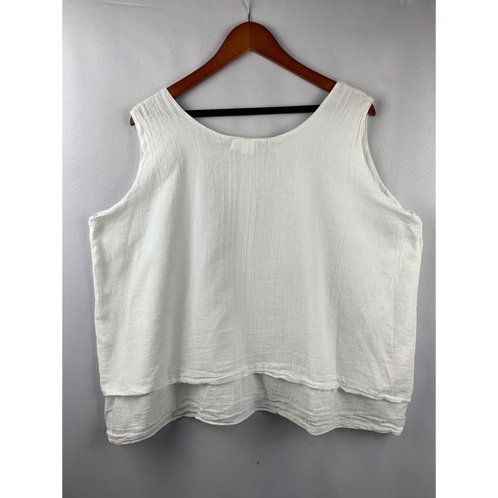 Women’s Mireille White Double Layered Tank Top Size L