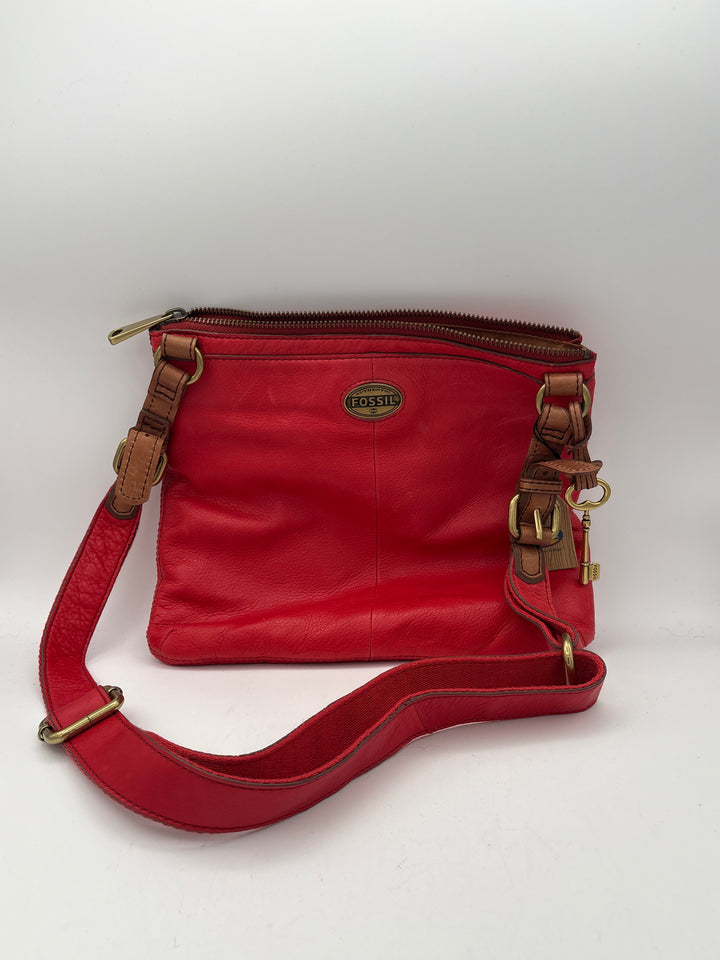 Women’s Fossil Tomato Red Genuine Leather Crossbody Purse