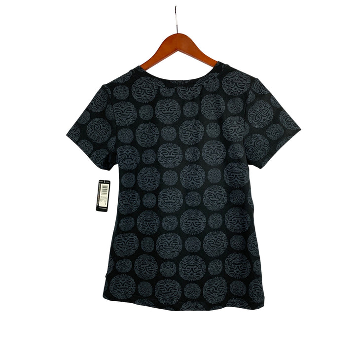 Jockey Womens Sport T-Shirt Medium V-Neck Deep Black Print