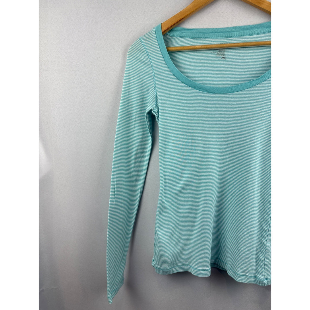 Old Navy Womens Small Long Sleeve Light Blue Striped Shirt