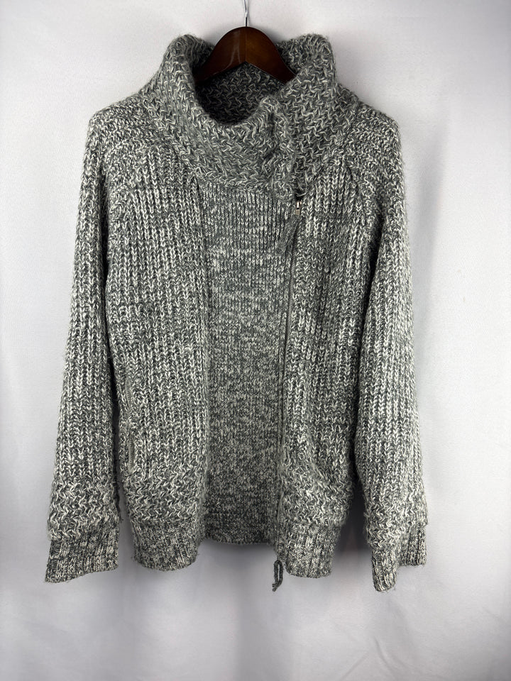Women’s FishBone XL Gray Zip Knit Cardigan