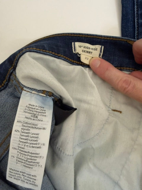 Madewell 10" High‑Rise Skinny Jeans Sz33(Dark Wash, Soft Stretch)