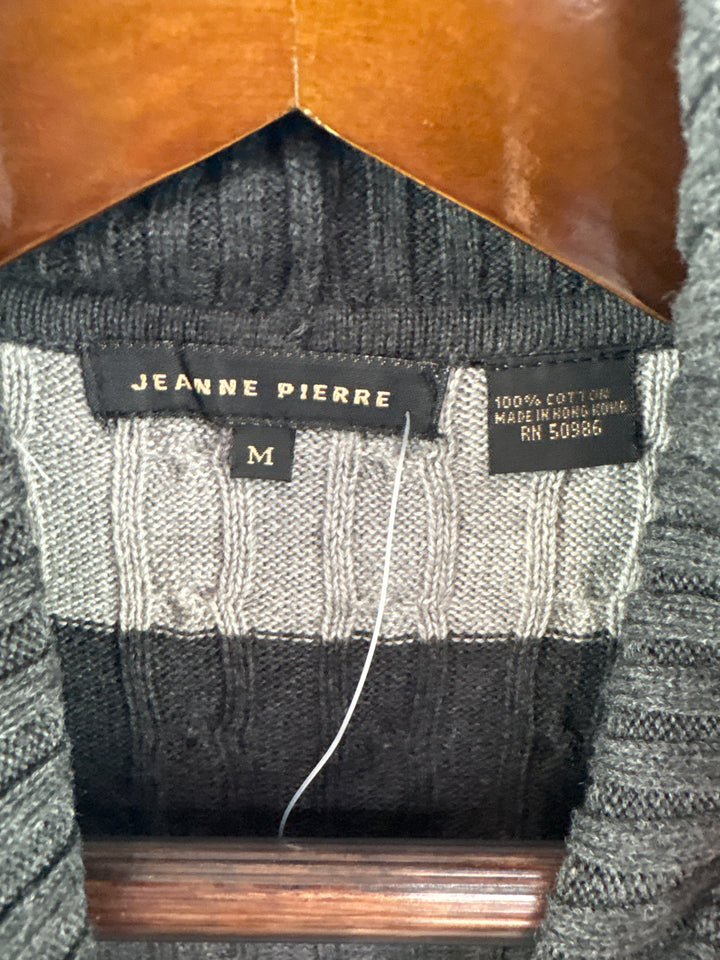 Women’s Jeanne Pierre Medium Charcoal &amp; Heather Gray Stripe Sweater