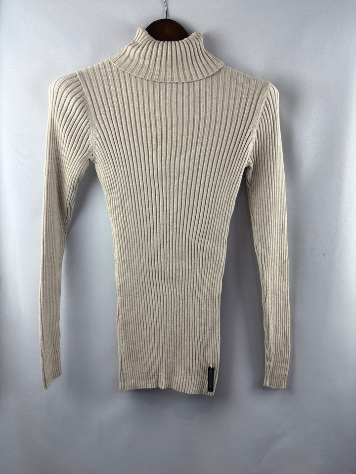 Women’s Ruff Hewn Medium Beige Ribbed Turtleneck Sweater