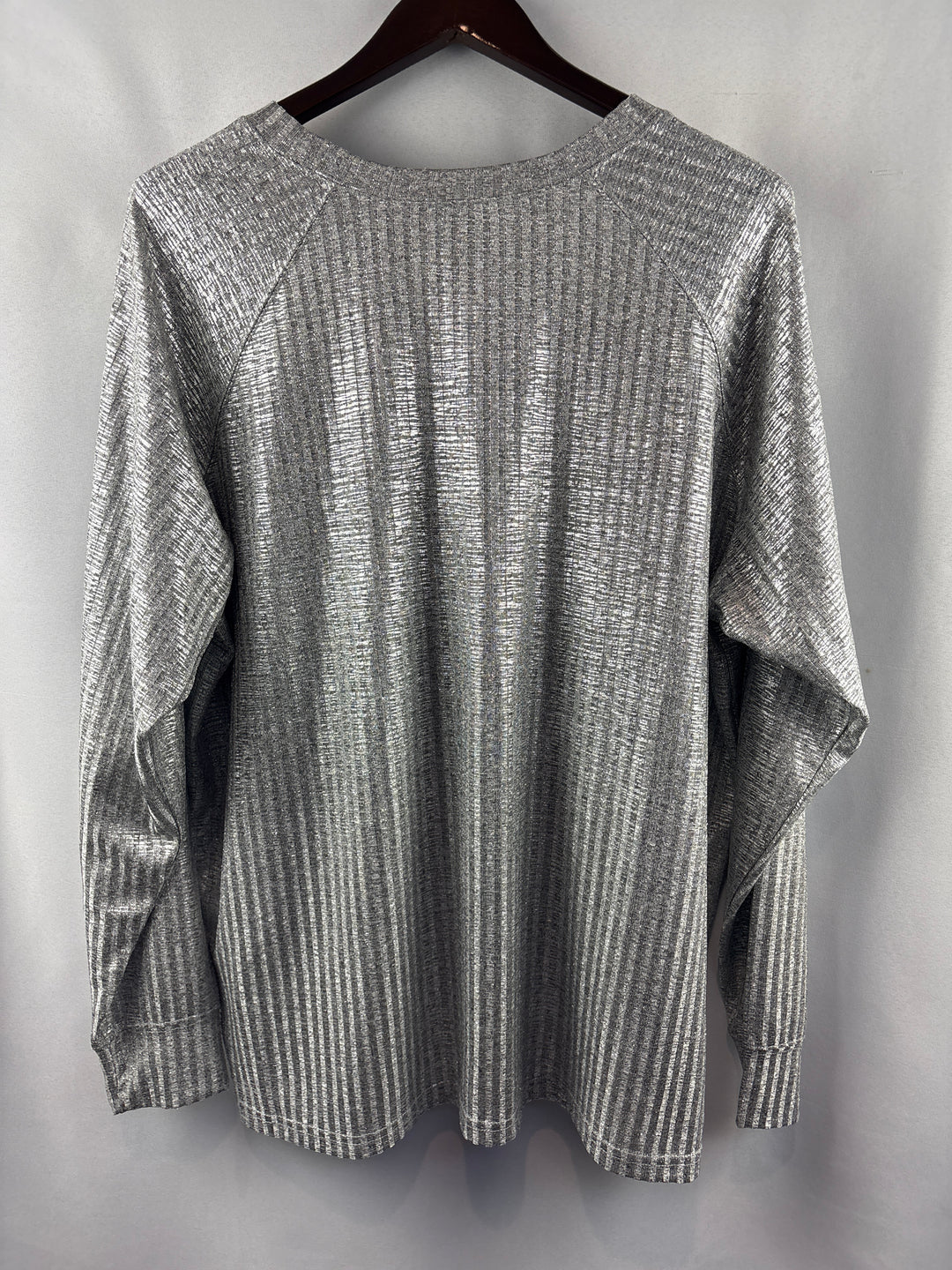 Women’s Torrid Size 2 Metallic Silver Striped Long Sleeve