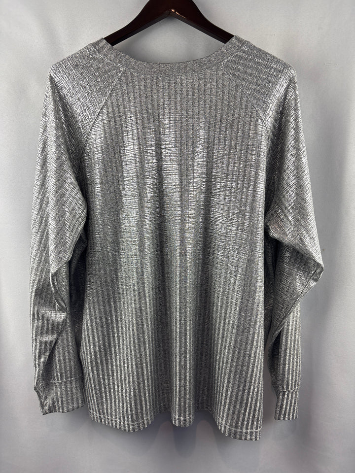 Women’s Torrid Size 2 Metallic Silver Striped Long Sleeve