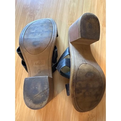 MIA Womens Black Leather Strappy Sandals Size 7.5