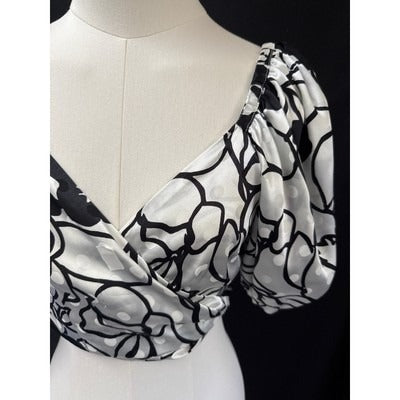 Ronny Kobo Collective Womens Floral Puff Sleeve Wrap Top Size 6