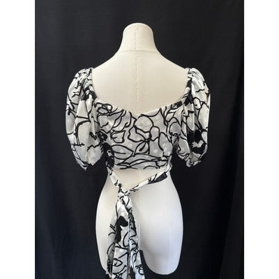 Ronny Kobo Collective Womens Floral Puff Sleeve Wrap Top Size 6
