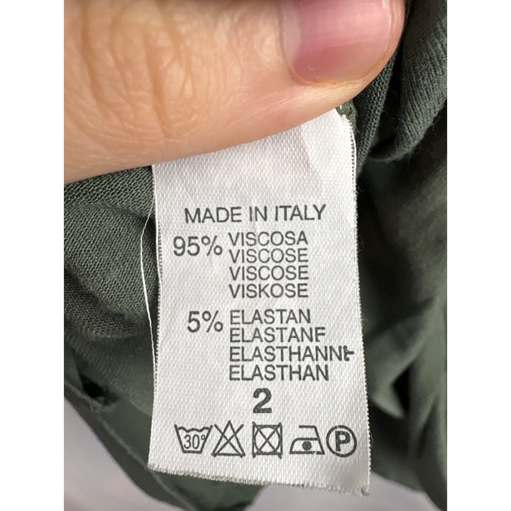 Women’s Mystyle Size 2 Army Green Short Sleeve Shirt with Tieknot