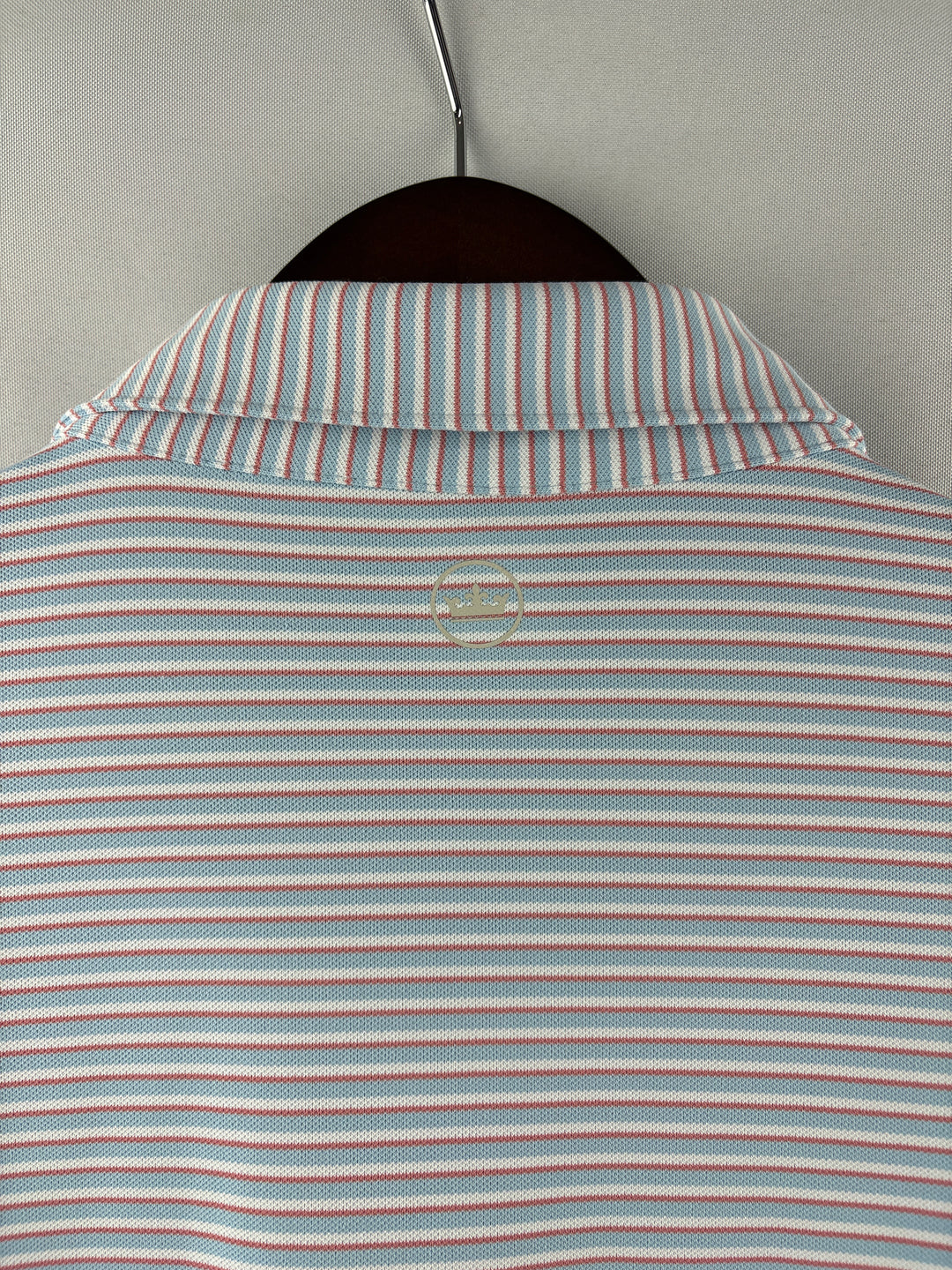 Men’s Peter Millar XL Blue White and Salmon Striped Golf Polo
