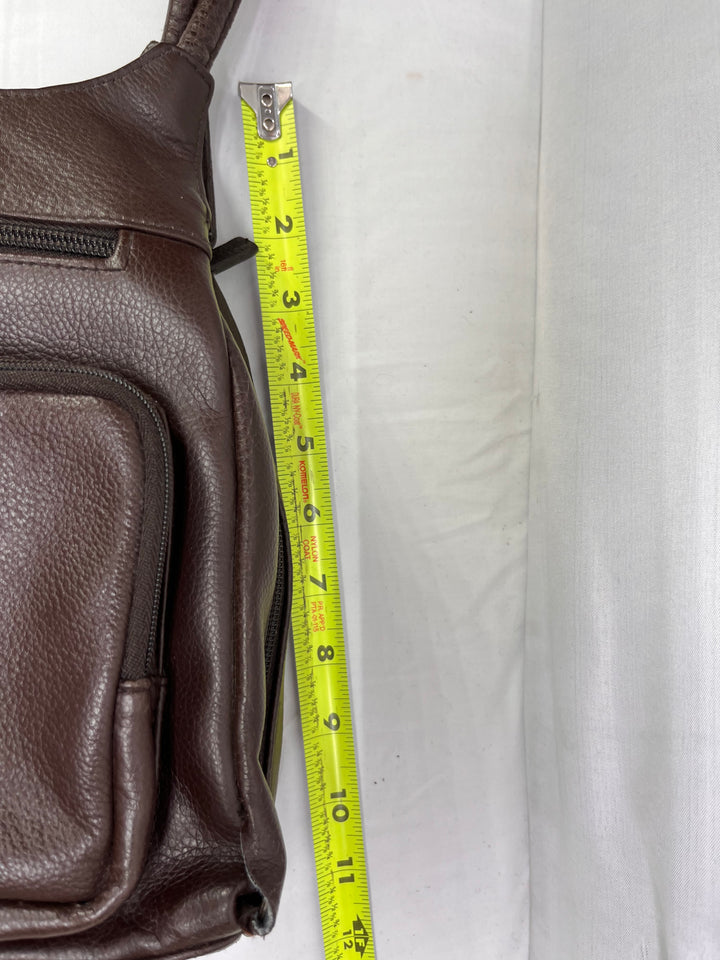 Cherokee Brown Leather Shoulder Bag Multi Pocket Organizer Purse Handbag