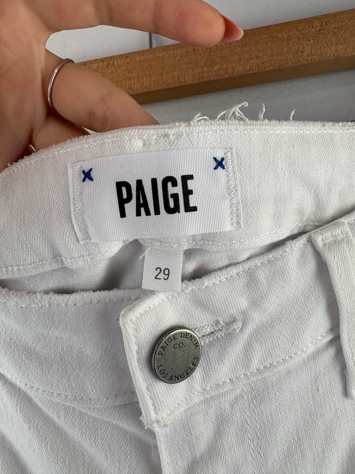 Women’s Paige Size 29 White Distressed Skinny Jeans