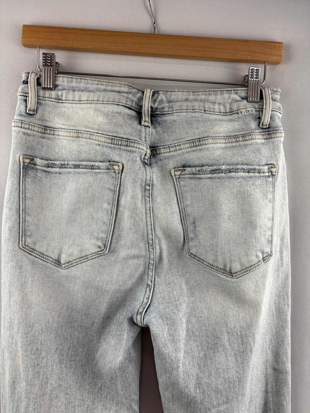 Women’s Risen Jeans Size 9/29 Acid Wash Distressed Flare Jeans