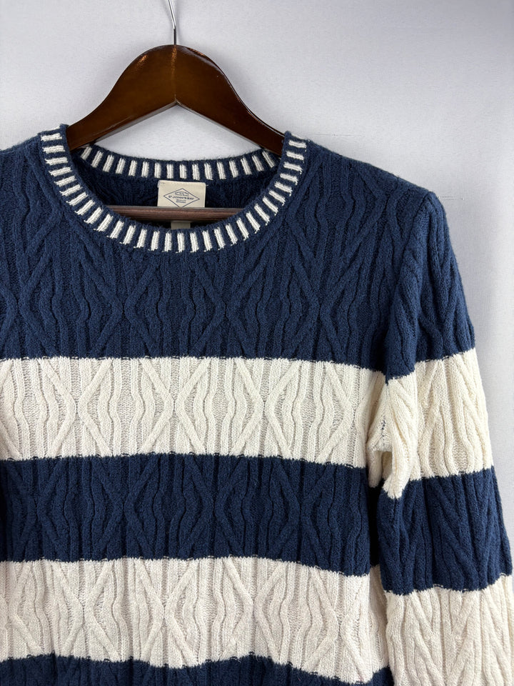 Women’s St. John’s Bay Medium Cream & Navy Knit Sweater
