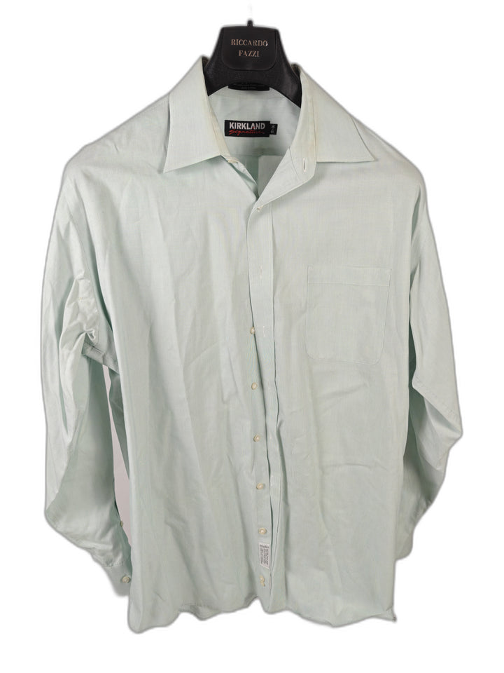 Men’s Kirkland Signature Dress Shirt Mint Green 17.5 36 Non-Iron Cotton