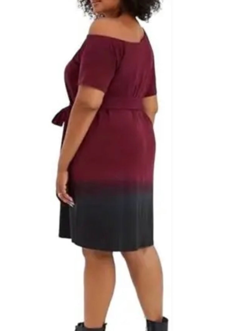 Torrid Burgundy Tie Dip-Dye Dress Sz1X(14-16) NWT