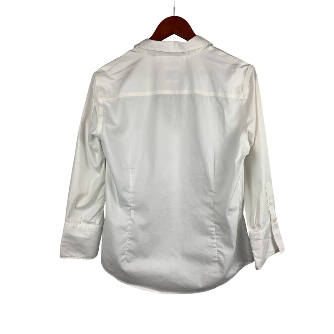 Kirstie Kelly Signature Womens Medium White Button-Up Shirt 100% Cotton