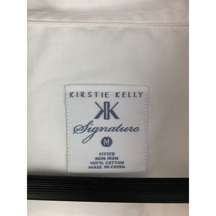 Kirstie Kelly Signature Womens Medium White Button-Up Shirt 100% Cotton