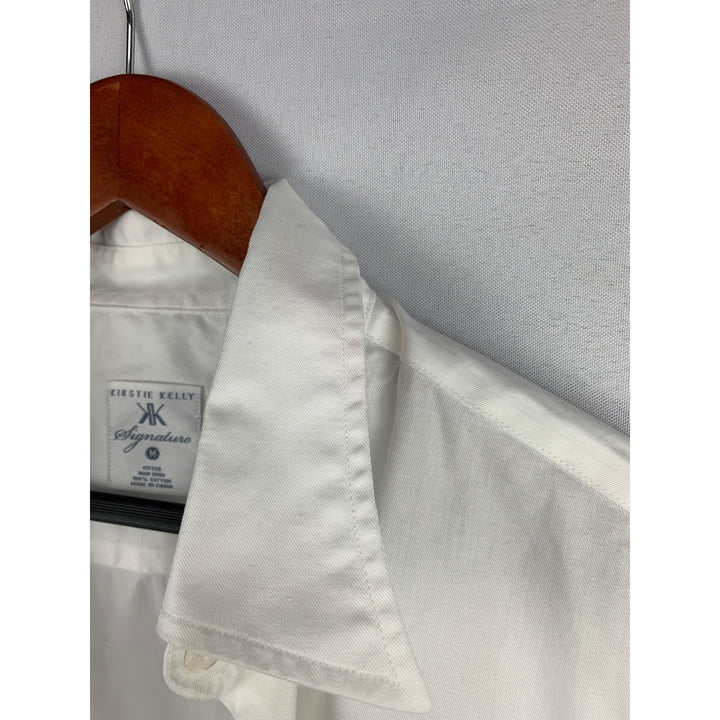 Kirstie Kelly Signature Womens Medium White Button-Up Shirt 100% Cotton