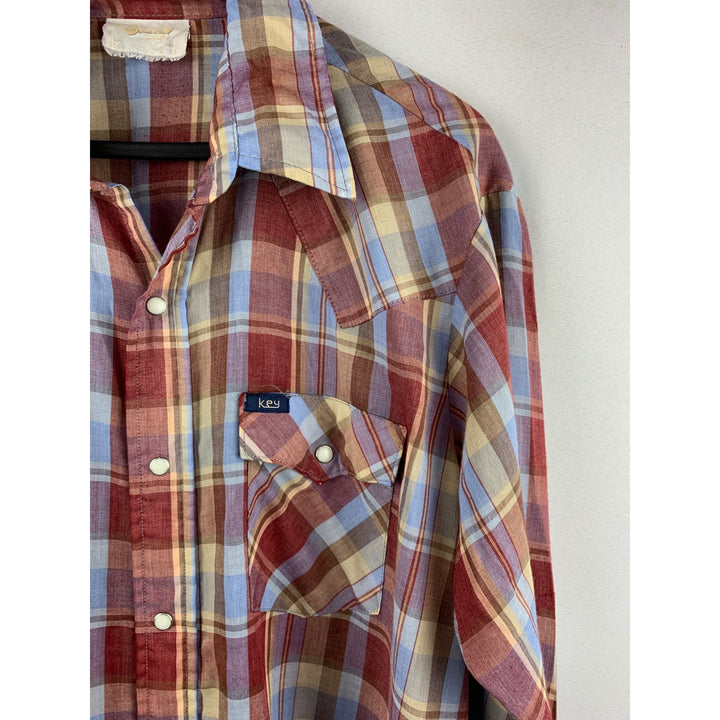 Vintage Key Mens Plaid Western Shirt Size 2XL