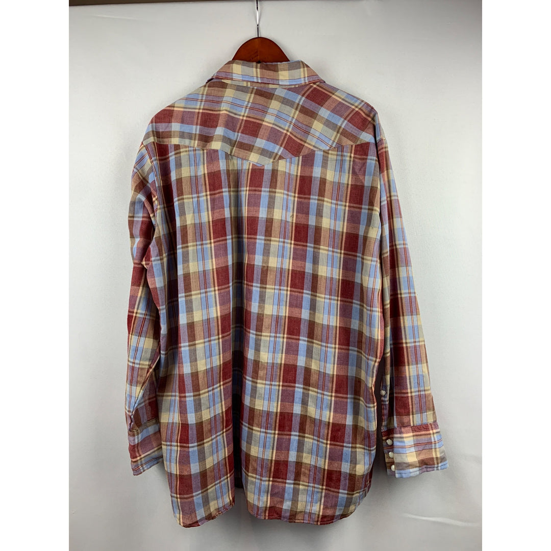 Vintage Key Mens Plaid Western Shirt Size 2XL