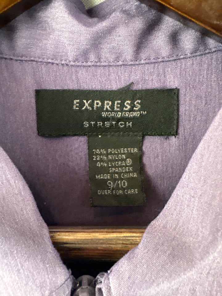 Women’s Express Size 9/10 Misty Purple Zip-Up Blouse