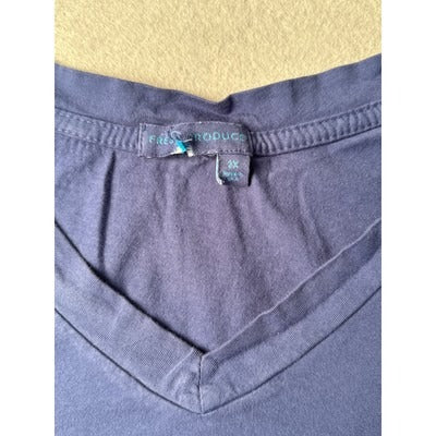 Women’s Fresh Produce Indigo V-Neck Shirt Sz 3XL