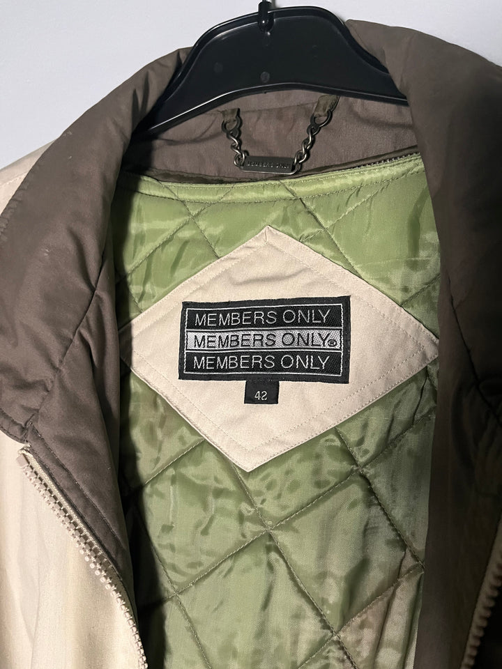 Vintage Men's Khaki Members Only Jacket Classic Racer Bomber Jacket 80s Size Large