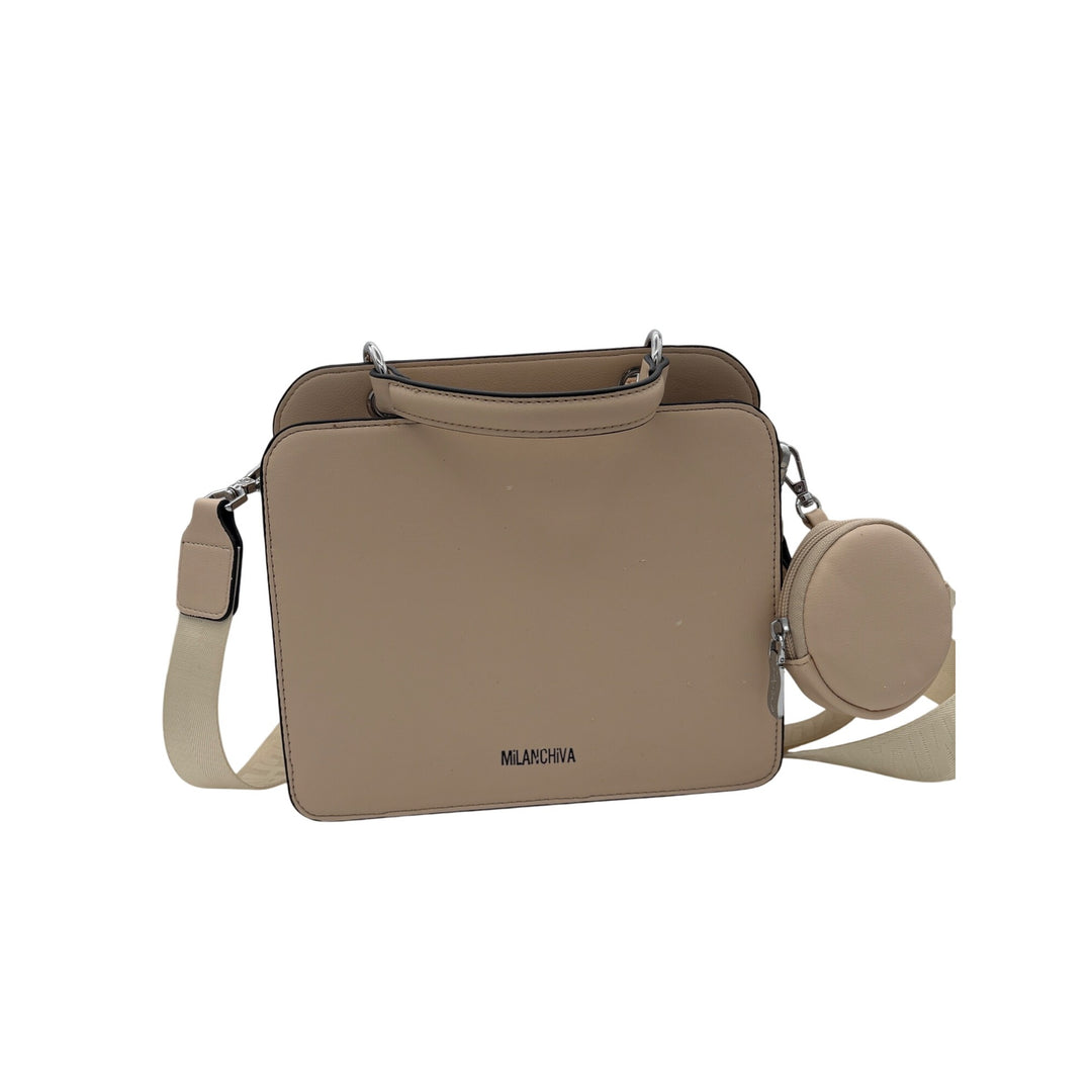 Women’s MilanChiva Beige handbag w/ detachable crossbody & coin purse