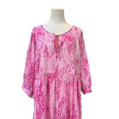 Women's Destination 365 Pink Abstract Pattern Long Sleeve Dress – Size XL