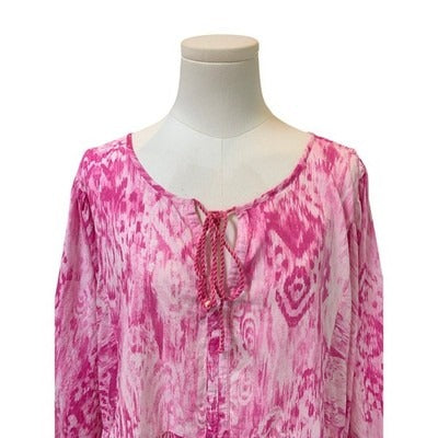 Women's Destination 365 Pink Abstract Pattern Long Sleeve Dress – Size XL