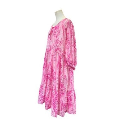 Women's Destination 365 Pink Abstract Pattern Long Sleeve Dress – Size XL