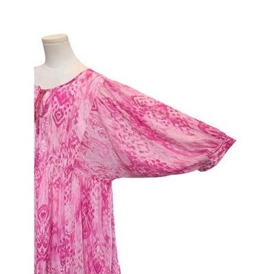 Women's Destination 365 Pink Abstract Pattern Long Sleeve Dress – Size XL