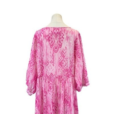 Women's Destination 365 Pink Abstract Pattern Long Sleeve Dress – Size XL