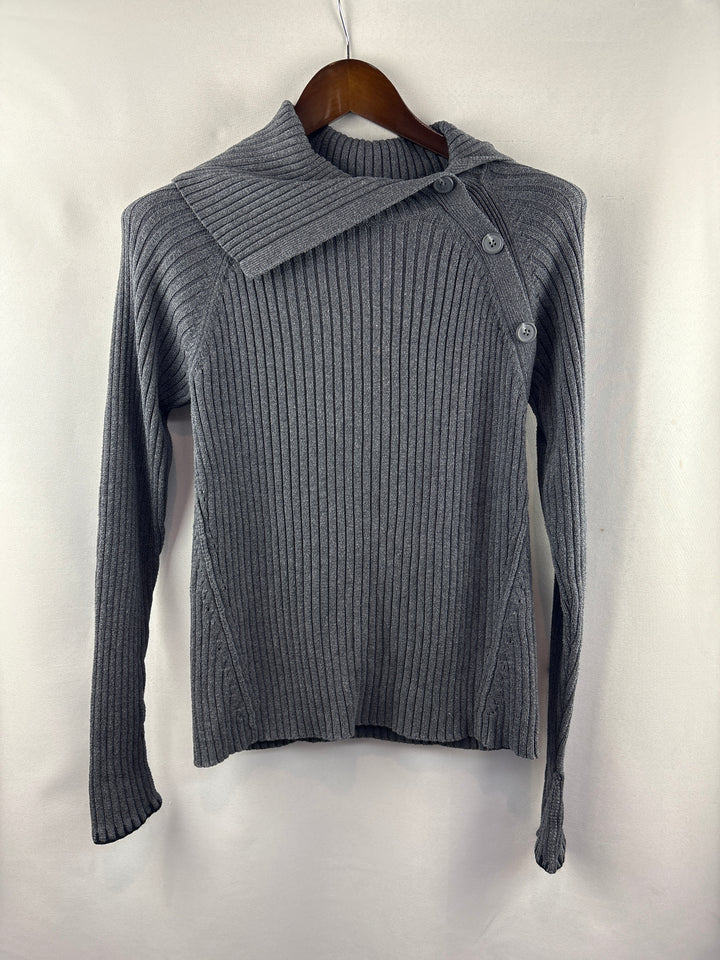 Women’s Magnolia Grace Small Gray Ribbed Knit Sweater