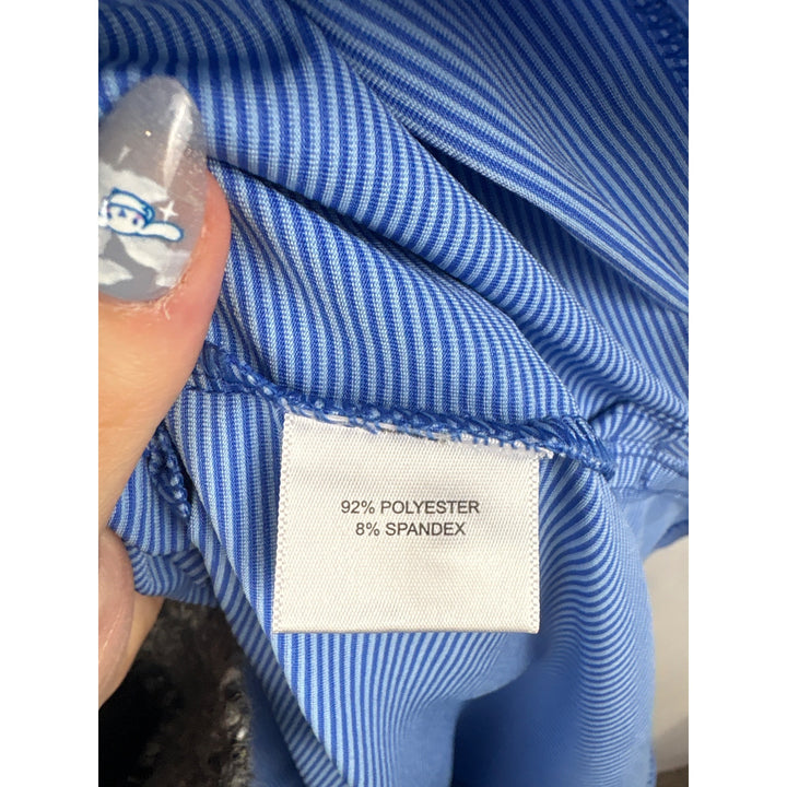 Men’s Peter Millar XL Light & Dark Blue Pinstriped Golf Shirt