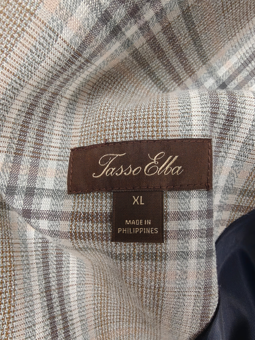 Men’s Tasso Elba Blazer Tan Plaid XL