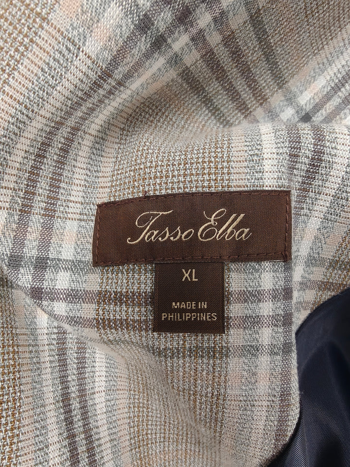 Men’s Tasso Elba Blazer Tan Plaid XL