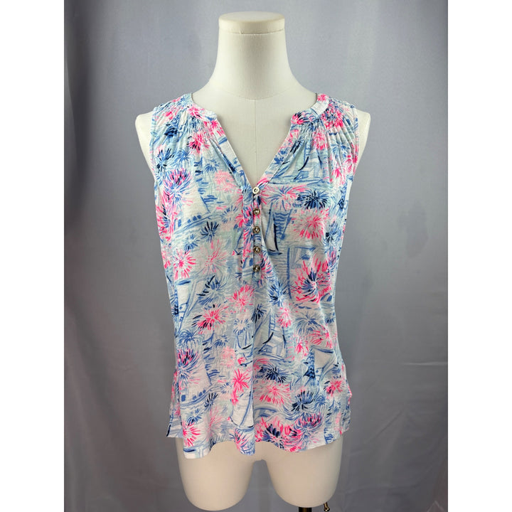 Lilly Pulitzer Womens Sleeveless Tropical Print Top Size S