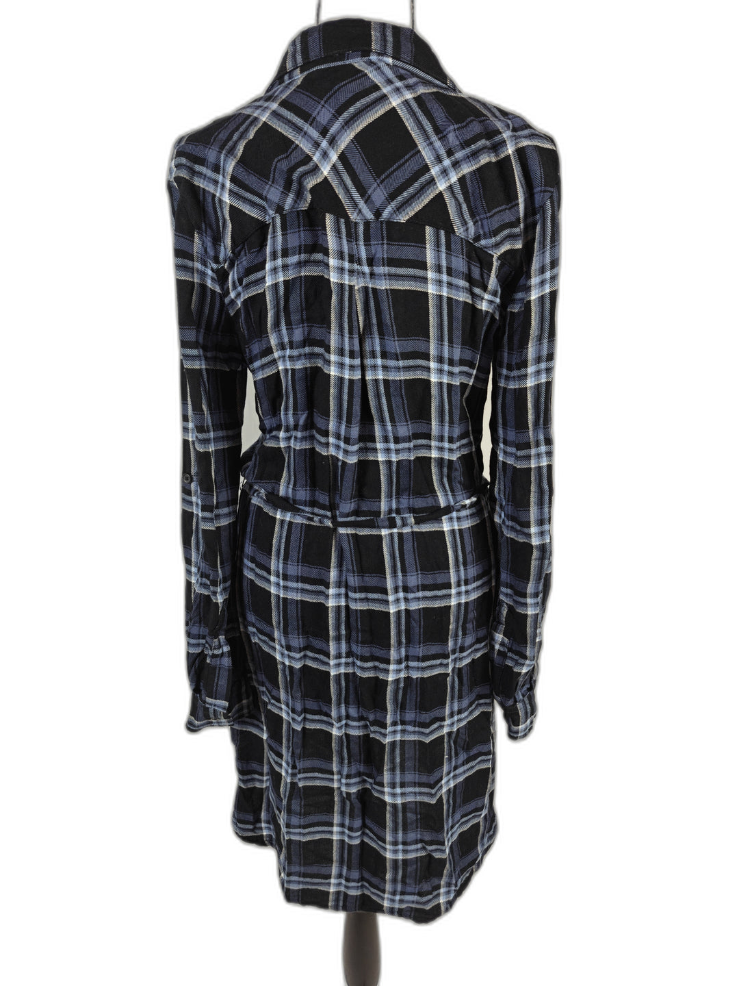 Women’s BeachLunchLounge Plaid Shirt Dress Black Blue Size XS/TP