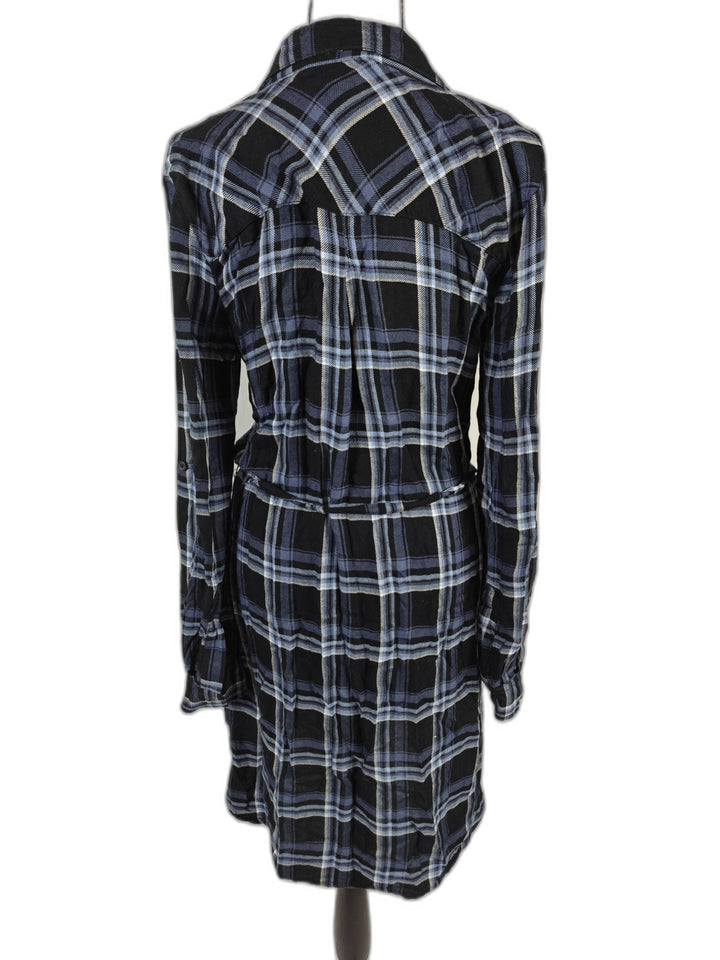 Women’s BeachLunchLounge Plaid Shirt Dress Black Blue Size XS/TP