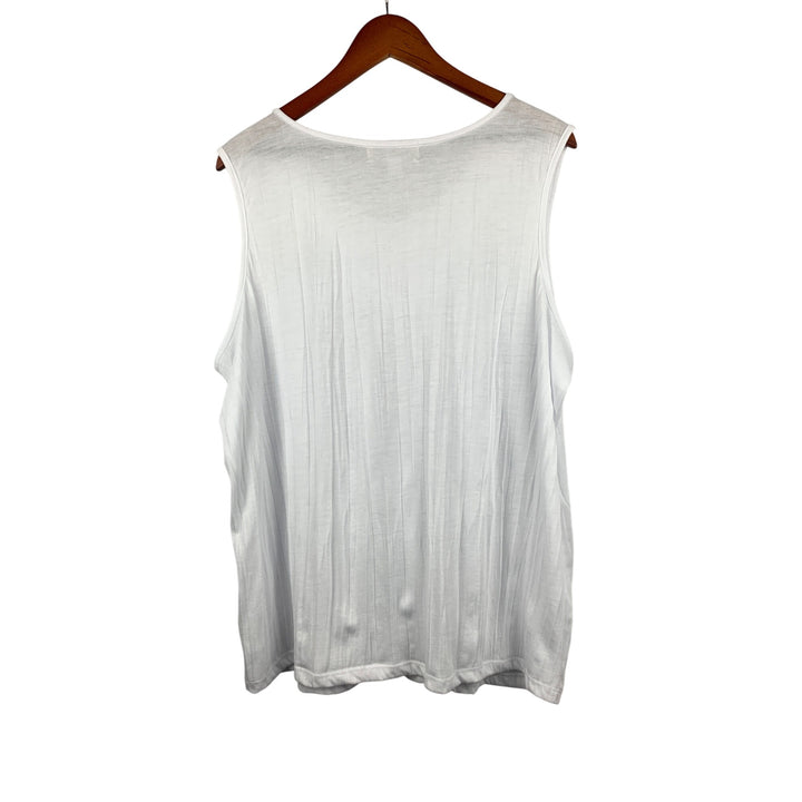 Carolyn Taylor White Sleeveless Top 2X With Floral Embellishment
