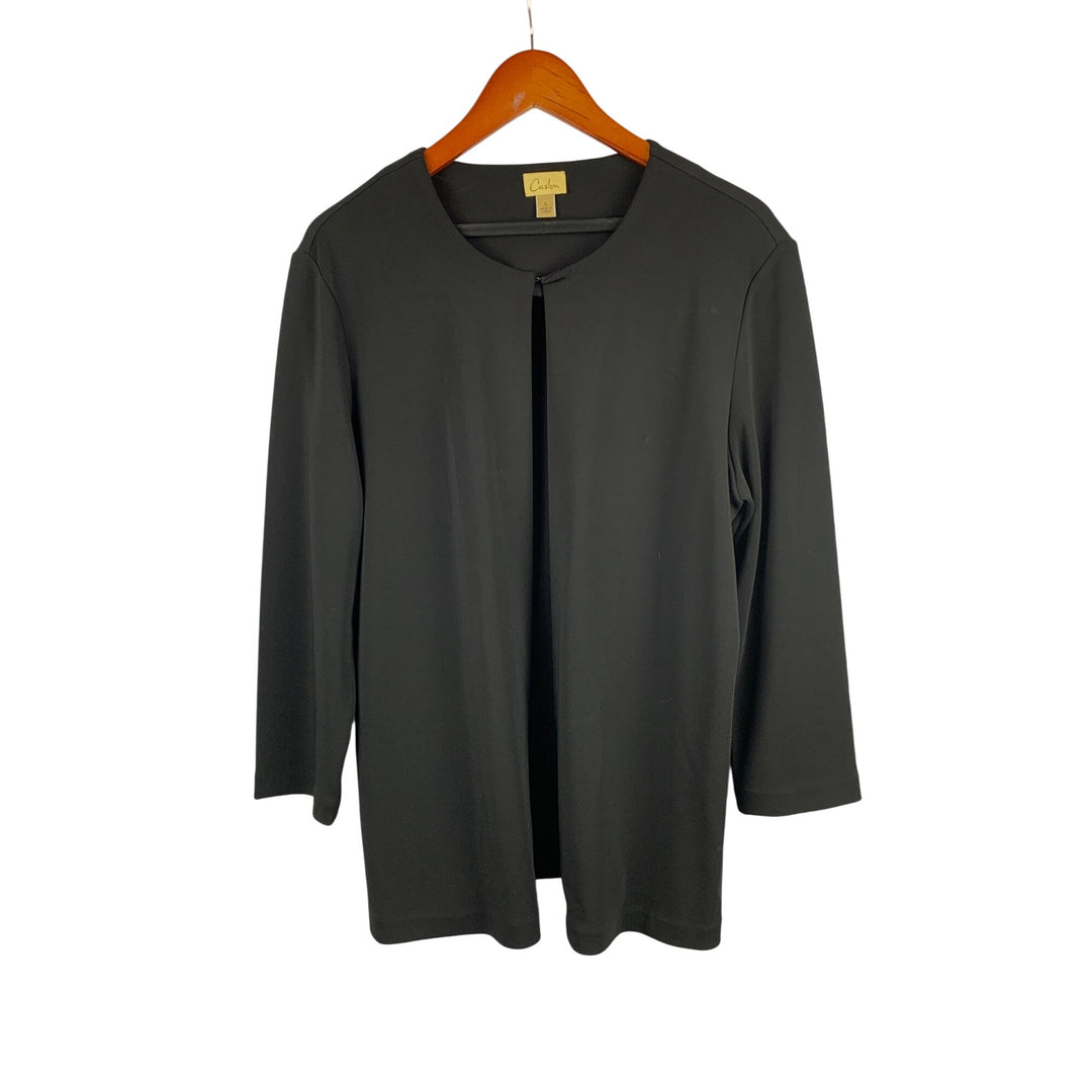 Caslon Womens Black Open Front Cardigan L